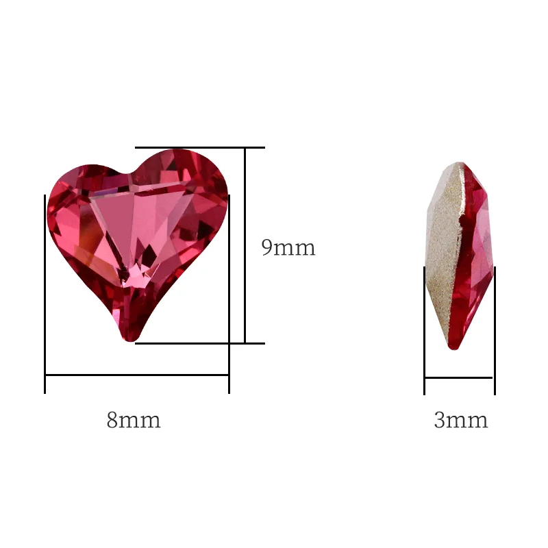 Fresh Color Rose Heart Shaped Pointback Crystal Loose Rhinestones for Nail Shiny K9 Glass Strass Crystal Glue on Clothes Jewelry