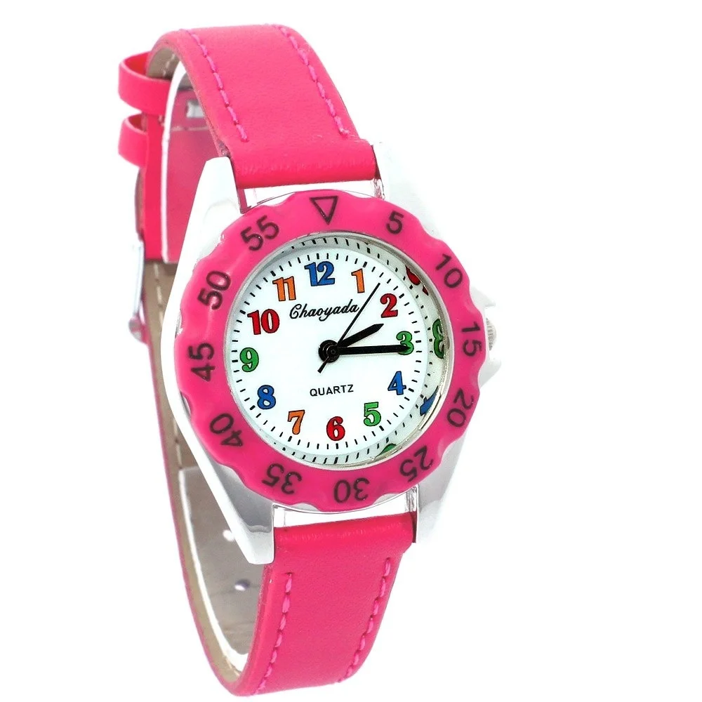 Di Modo di alta Qualità Orologi del Ragazzo Della Vigilanza Della Ragazza I Bambini Bambini e #39s Regalo Cinturino In Pelle Faux Imparare Raccontare il Tempo tutor Studente Orologio Da Polso