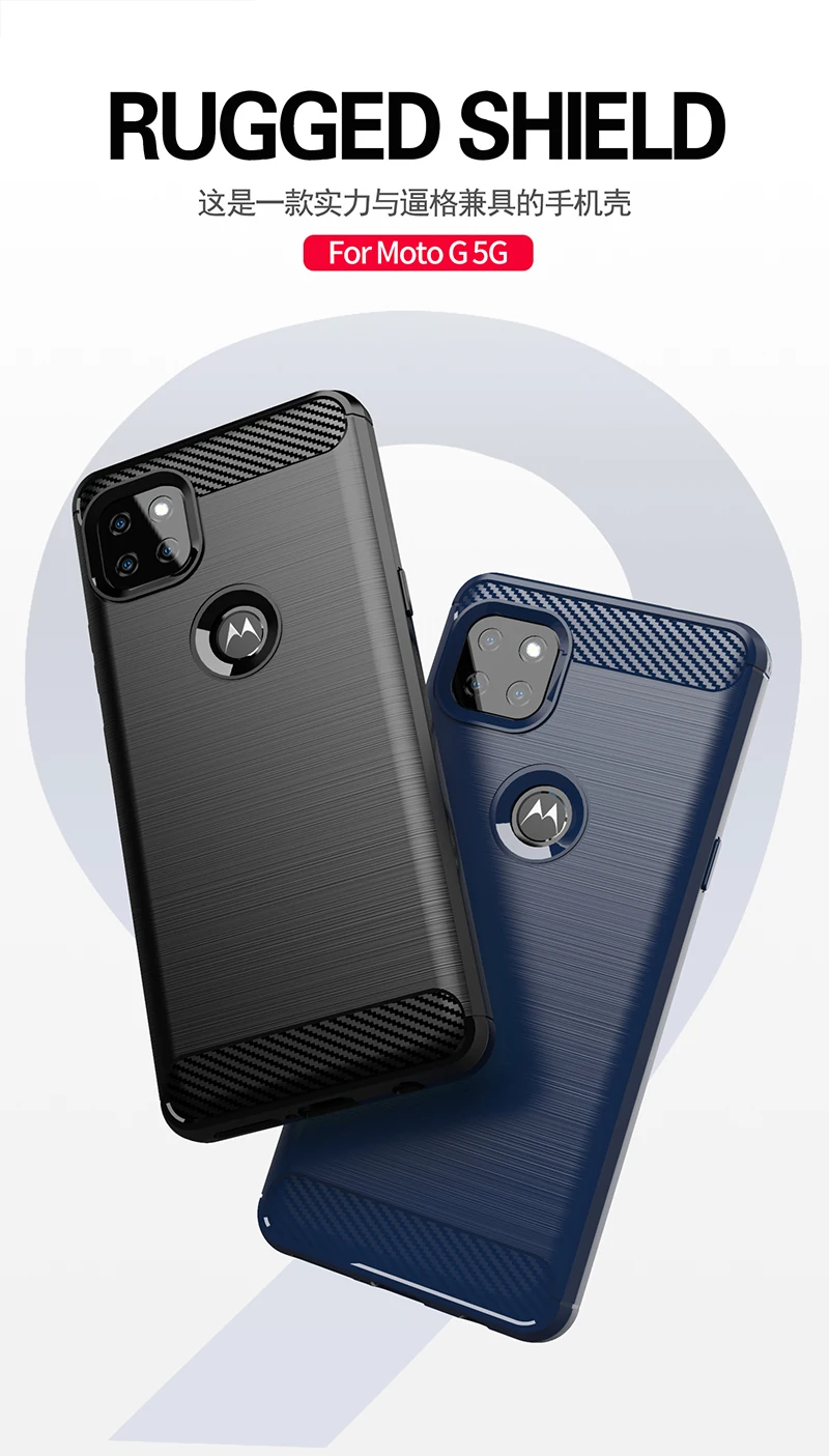 For Motorola Moto G 5G Case Bumper Rubber Silicone Carbon Fiber Cover For Motorola Moto G 5G Phone Case For Moto G 5G Case 6.7