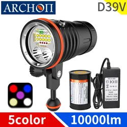 D39V 10000lumen diving light flashlight UV warm white red blue diving video light Underwater 100m diving photography fill lights