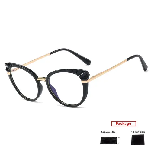 Imagen 2 del producto Mimiyou Anti-Blue Light TR90 montura de gafas de Ojos de gato mujeres óptica Retro gafas montura de gafas para hombre claro UV400 marca diseñador