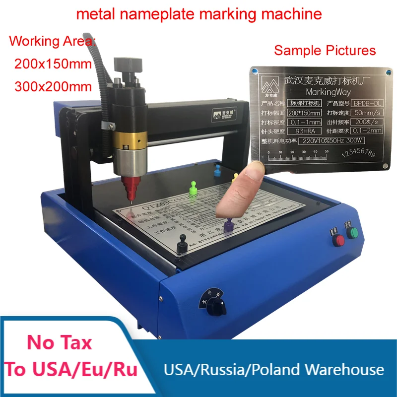 CNC 2015 Stainless Steel Metal Printer Nameplate Cutting Plotter 3020 Code Electric Marking Engraving Machine 300*200mm