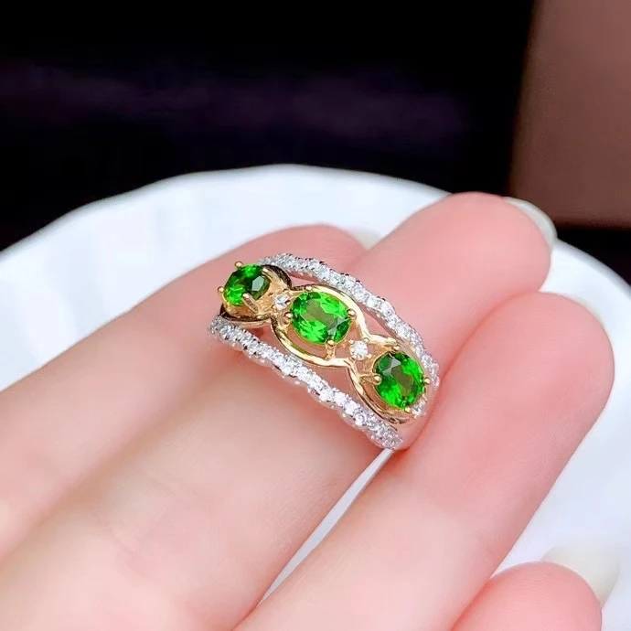 مجوهرات فاخرة من KJJEAXCMY مصنوعة من الفضة الإسترليني عيار 925 مرصعة بالديوبسيد الطبيعي للنساء خاتم جوهرة رائع قابل للتعديل يدعم الكشف #4