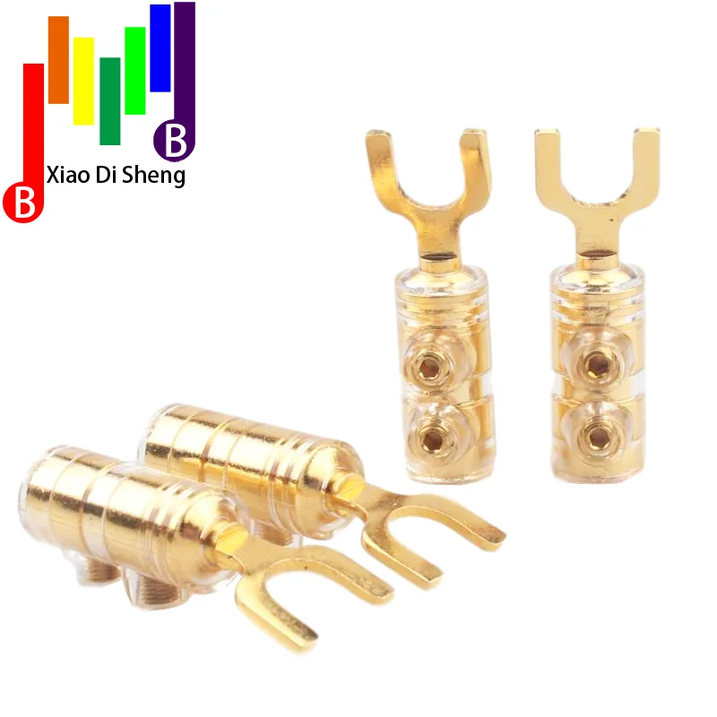 4pcs 8pcs Hi-end Pure Copper Y shape Speaker Audio Jack Plugs screwing Banana Plug Connector Connectors Spade   Jack