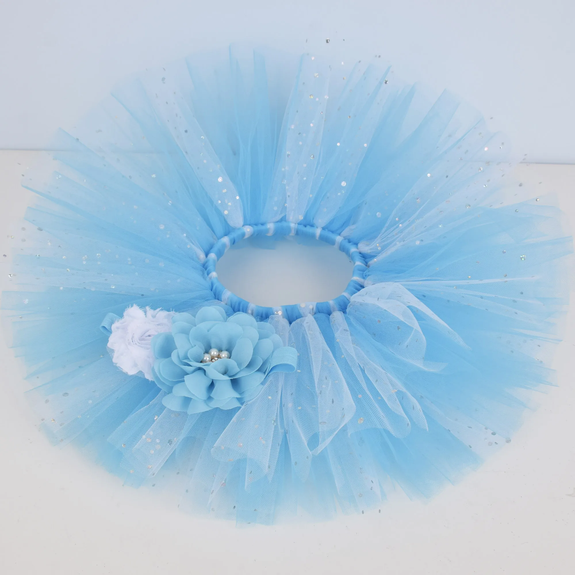 Blue White Baby tutu Skirt Girl Birthday Party Glitter Tutus Kids Fluffy Tulle Costume Newborn Toddler Photo Props 0-5T 6T