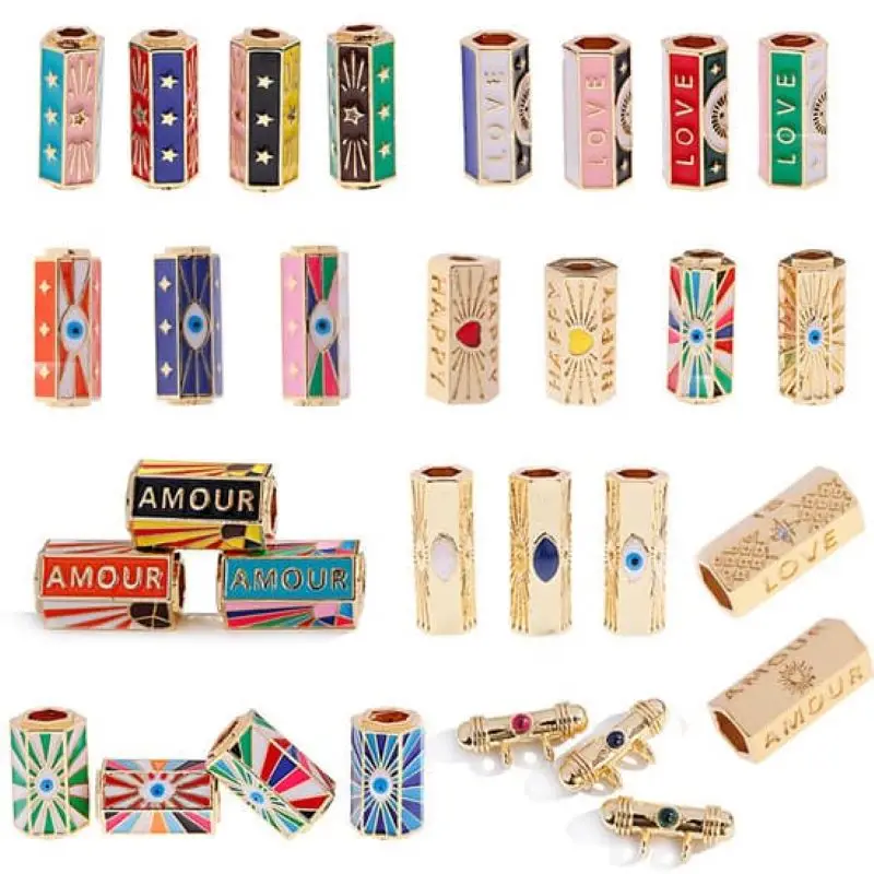 Pop Art Eye Charm Bracelet Necklace Making Supplies Colorful Cute Charm Bead Connector Designer Charm Heart-shaped Letter Copper
