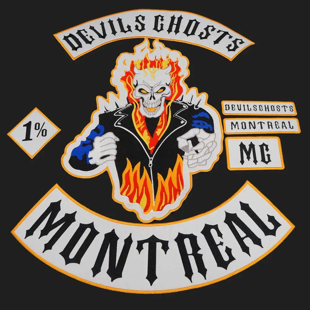 Large MC Patches Motorcycle Club Devil Embroidery Fire Patches Custom Embroidery 1% Badge Motorclub Badge Biker Vest Iron On