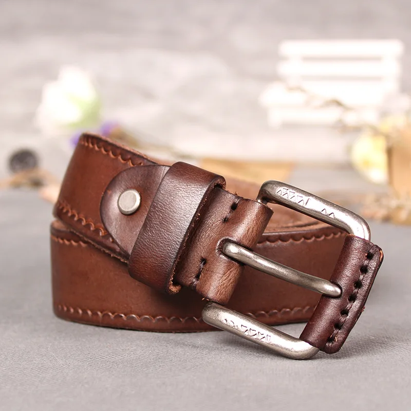 MEDYLA Retro Original Leather Belt for men soft and tough without mezzanine Men's belts for jeans men's accessories male gife