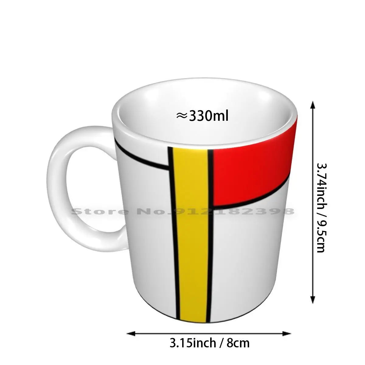 Bauhouse Mondrian Style Ceramic Mugs Coffee Cups Milk Tea Mug Mondrian Modern Blue Red Yellow Black White Germany Square