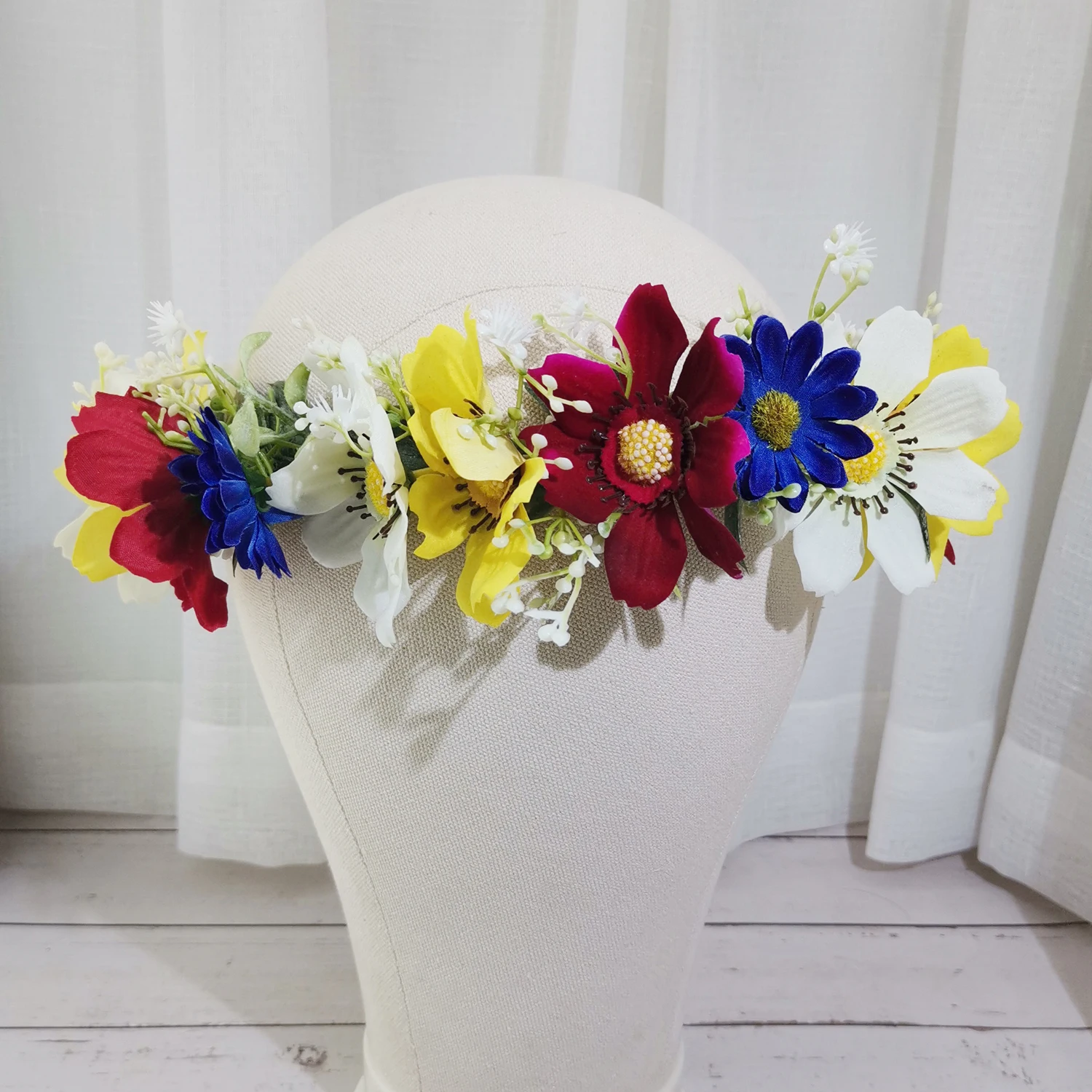 Corona de flores de Gerbera para niña, diadema de boda, accesorios para el cabello, tocado, guirnalda Floral, tocado nupcial, 6 uds.