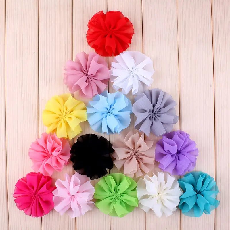 10pcs/lot 6.5CM15 Colors New Style Chiffon Flower For Sweet Infants Hot Selling Hairband Floral Photo Props For Baby