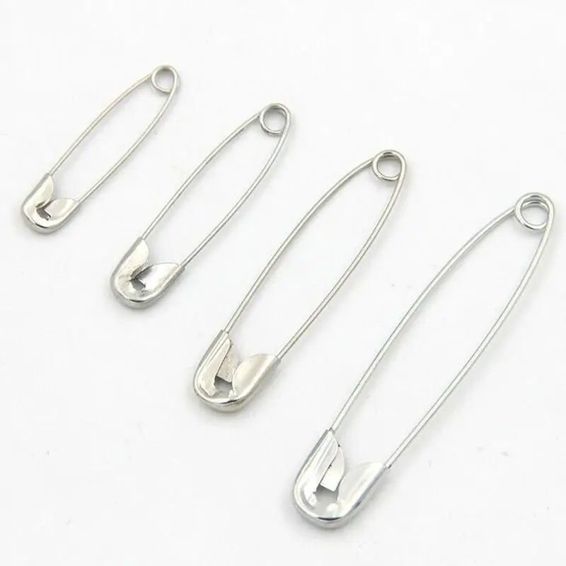 100pcs Silver Tone Safety Pins Sewing Tools Accessory Stainless Steel Needles Safety Pin Brooch Apparel Accessories Tools.