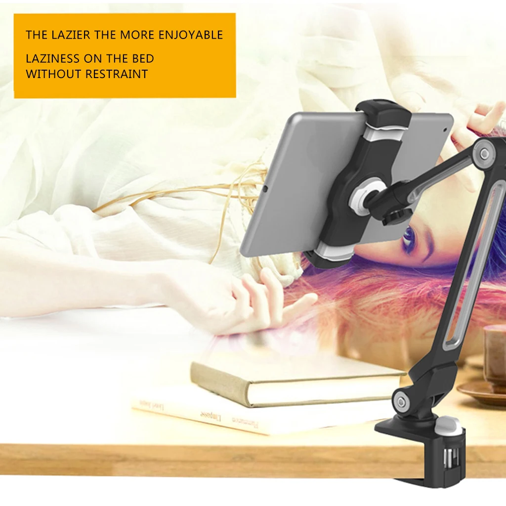 

Adjustable Long Arm Mobile Phone Holder Multifunction Live Broadcast Bracket with Aluminum Tablet Desk Stand for Phone/Tablet