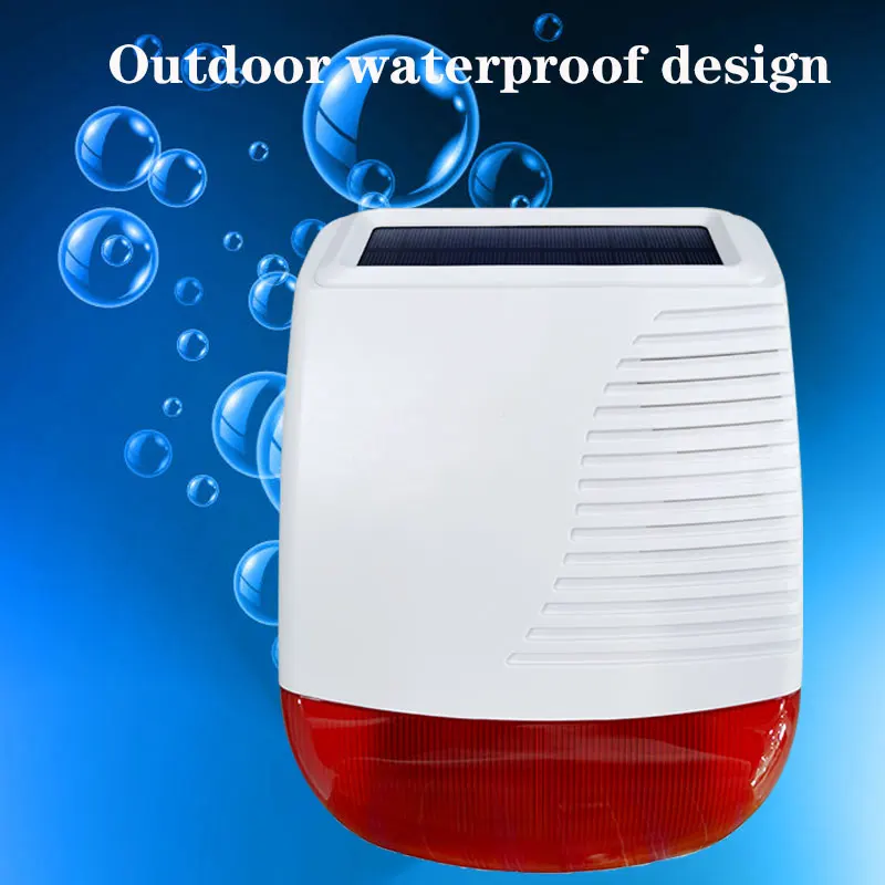 433MHz Wireless Outdoor Solar Siren Home Security Waterproof Light Flash Strobe Alarm Siren Easy Installation Long Battery Life