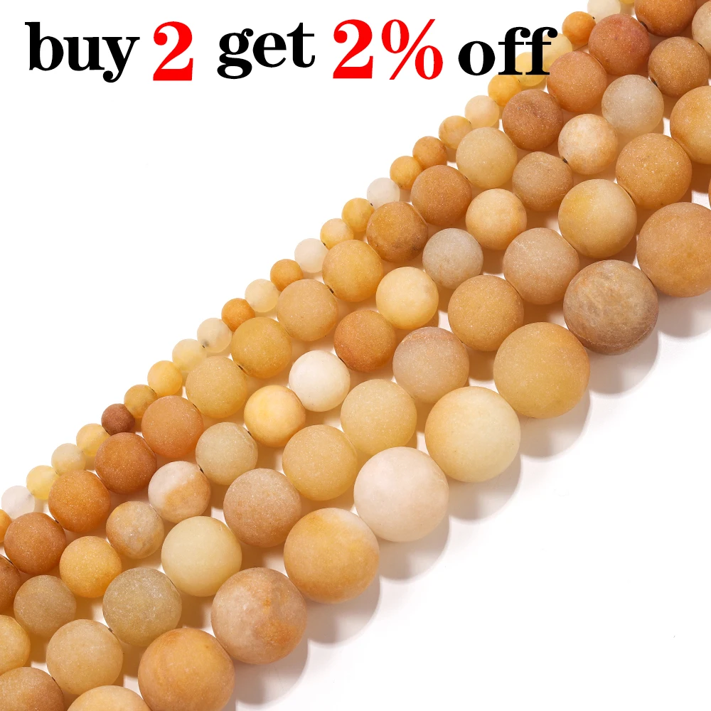 1strand/lot 4/6/8/10mm Yellow Matte River stone Natural Stone Round Loose Spacer Beads For DIY Bracelet Jewelry Makings Supplies