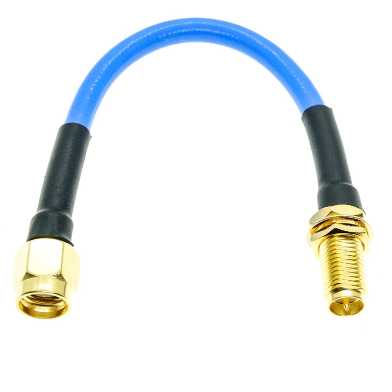 

RPSMA male to RP SMA female Nut Bulkhead connector RG402 RG-402 Semi Flexible Coaxial Cable 0.141" 50ohm Blue