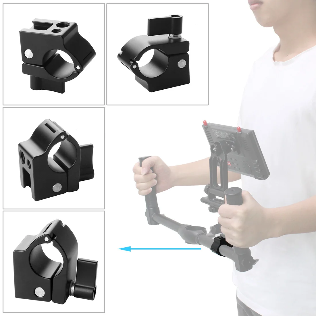 Suporte de monitor para haste, 22mm, 25mm, adaptador de sapata fria para dji ronin m, zhiyun manive2 plus crane v2, estabilizador gimbal