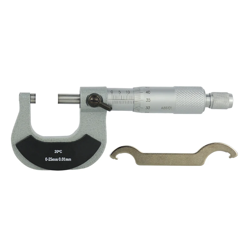 XCAN Caliper Micrometer 0-25mm 0.01mm Outerside Micrometer Metric Gauge Carbon Steel Measuring Caliper