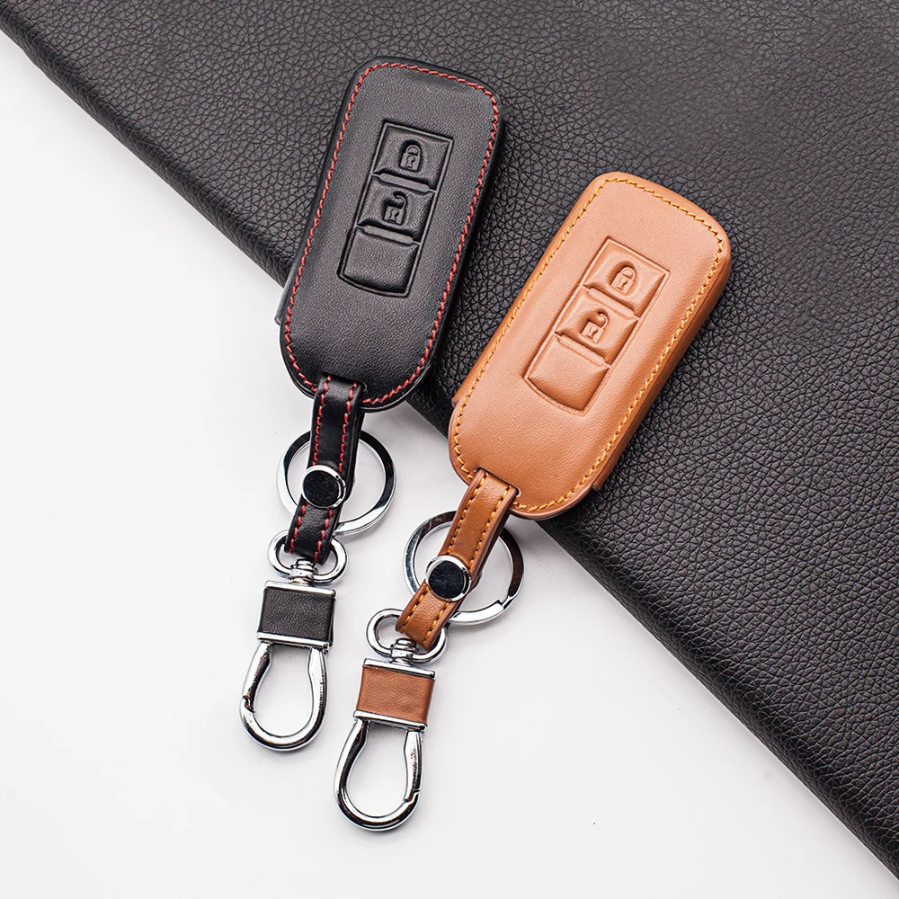 2020 Fashion Leather Key Case For Mitsubishi L200 ASX Outlander Eclipse Cross Pajero Sport Lancer 2 Buttons Remote key Fob Cover