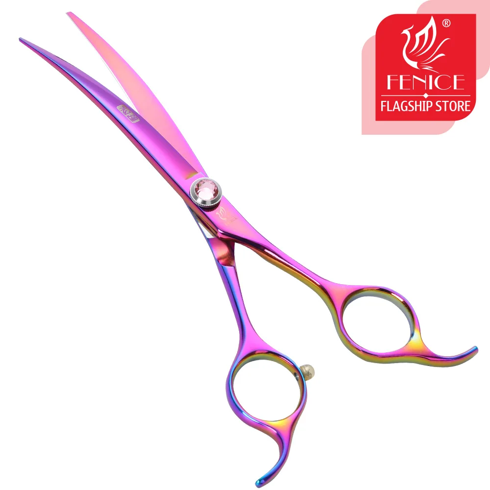 Fenice 6.5 polegada profissional pet grooming scissors gato cão tesouras de corte cabelo curvo tesouras animais de estimação tesoura ferramenta de corte