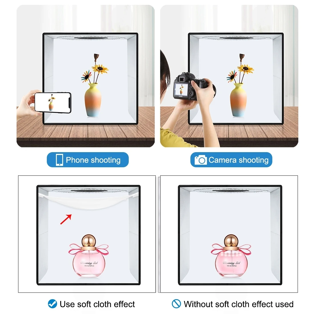 Лайтбокс с регулируемой яркостью PULUZ, 40 см, 3 фоторежима, фотоосвещение, студийная съемка, палатка, наборы, 6 x двухсторонних цветных фонов