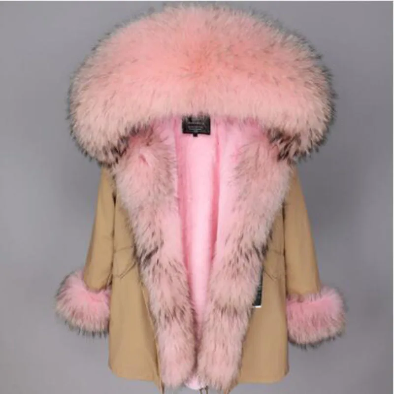 2022 Women Winter Fashion Thick Warm Middle Long Fur Coat Parka Real Fur Jacket Female