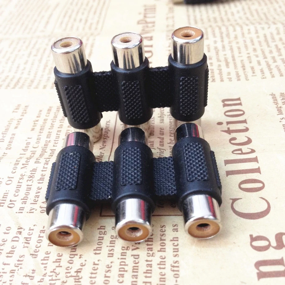 2 Cái/lốc Chất Lượng Tốt RCA Jack Kết Nối Đầu Nối Adapter Dual/Ba 3RCA Khớp Nối AV Audio Video Nữ Nối Dài, Bộ Chuyển Đổi