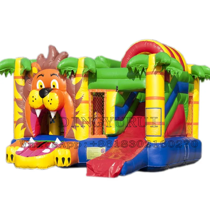 Inflatable Jungle Bounce Combo for Kids, Jumping Bouncer with Slide and Trampoline, Indoor and Outdoor