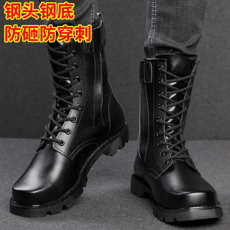 Unisex Genuine Leather Desert Boots Steel Toed Steel Soled Safety Work Boots Men Boots 2021 Winter Plus Velvet