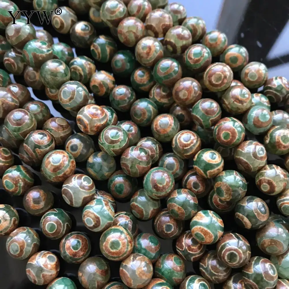 

YYW High Quality Natural Stone Agates Beads Round Loose Beads 12mm 14mm 16mm Green Brown Mixed DIY Jewelry Making Accessories