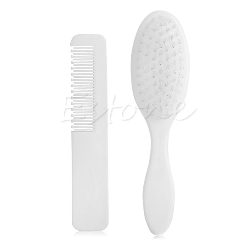 Baby Hair Brush & Comb Set in White Soft Gentle for Babies Toddlers Essentials 85DE