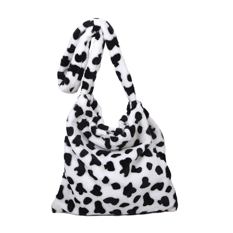 Winter neue Plüsch Umhängetasche weibliche Tier muster Umhängetasche warme Wolle Umhängetasche große Kapazität Eimer Handtasche – Detail 4