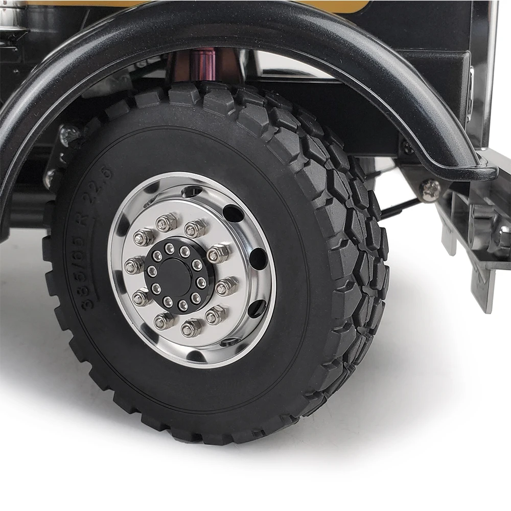 AXSPEED 1/2/4Pcs Beadlock Rubber Wheel Tires with Foam 385/65 R 22.5 for Tamiya 1/14 RC Trailer Tractor Truck Model Upgrade Part