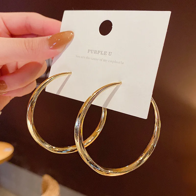 BLIJERY New Personality Gold Color Big Hoop Earrings Thick Twist Circle Earrings for Women Statement Jewelry Boucles d'oreilles