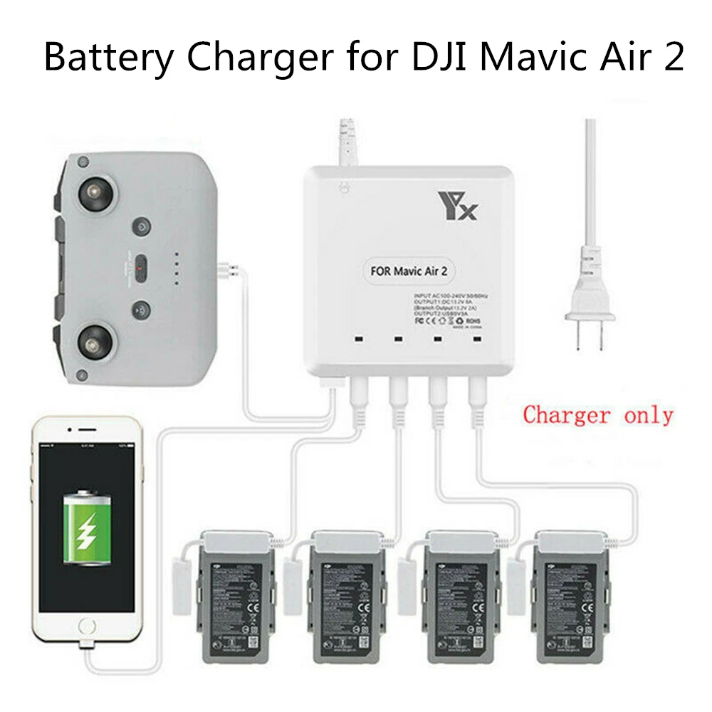 

6 in 1 Intelligent Fast Charging Hub Multi Battery Charger for DJI Mavic Air 2