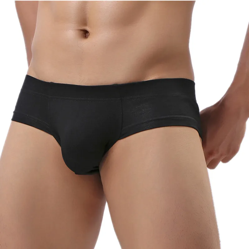 Ropa interior Sexy de algodón para hombre, calzoncillos cortos de cintura baja, sólido, transpirable, bolsa convexa en U, Cueca, M-XXL