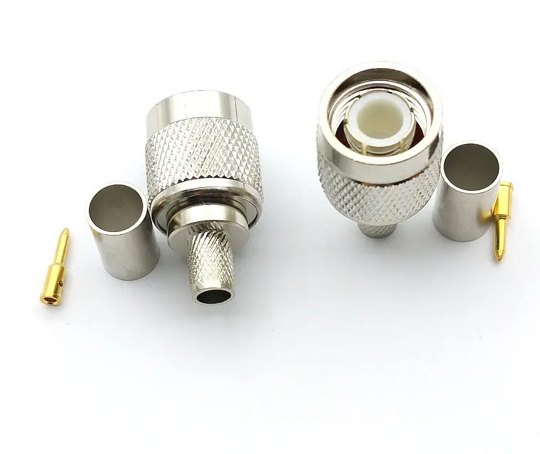 copper TNC Male Plug RF Coax Connector Crimp For Cable RG58 RG142 RG400 LMR195