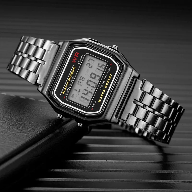 Nowy Montre Homme F-91W Zegarek ze stalowym paskiem dla mężczyzn LED sportowe cyfrowe zegarki wojskowe elektroniczny Zegarek Damski Zegarek Damski