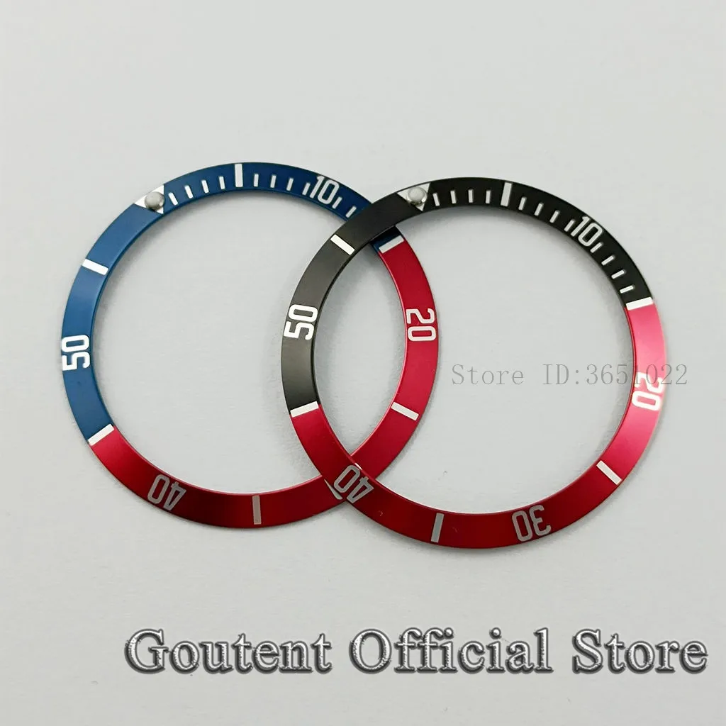 Goutent 39.5*32.8mm Aluminum Watch Bezel Insert Black/Blue/Green/Red Ring Fit For Automatic Watch Replacement Spare Parts