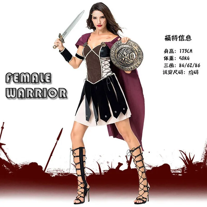 Frau Halloween Spartan Gladiator Kostüme Römischen Weibliche Krieger Cosplay Karneval Purim Parade Maskerade Nachtclub Party Kleid