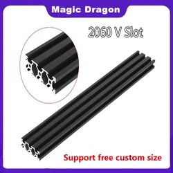 1PCS Black 2060 V-Slot European Standard Anodized Aluminum Profile Extrusion 100mm-800mm Length Linear Rail for CNC 3D Printer