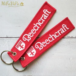 MiFaViPa 2 PC Beechcraft Keychains Embroidery Aircraft Keychain Fashion Trinket Red Key Chain for Pilot Aviation Christmas Gift