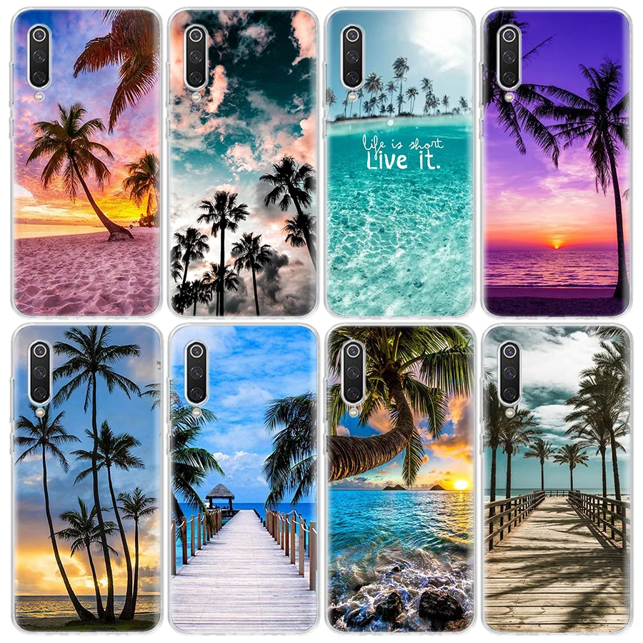 Summer Beach Scene at Sunset on sea Palm Tree Phone Case For Xiaomi Mi 12 10 Lite 12X 12T 13 5G 11T 10T Pro 11i 11 Ultra 9 8 6X