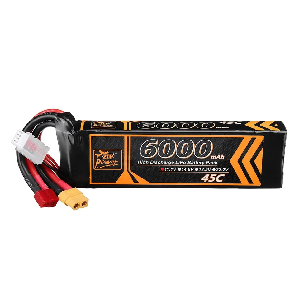 ZOP Power 3S 11.1V Lipo Battery 6000MAH 45C 4S 14.8V T XT60 Plug Connector for RC Car Helicpoter Quadcopter Drone Parts