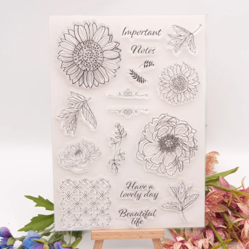 

1pc Sunflower Transparent Silicone Stamp Cutting DIY Hand Account Scrapbooking Rubber Coloring Embossed Diary Decor Reusable