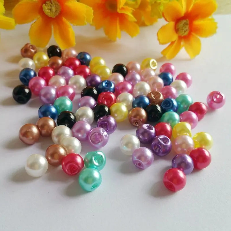 100pcs/lot 8mm Mixed 12 color imitation pearl buttons for sewing handmade loose buttons Sewing accessories decorative buttons