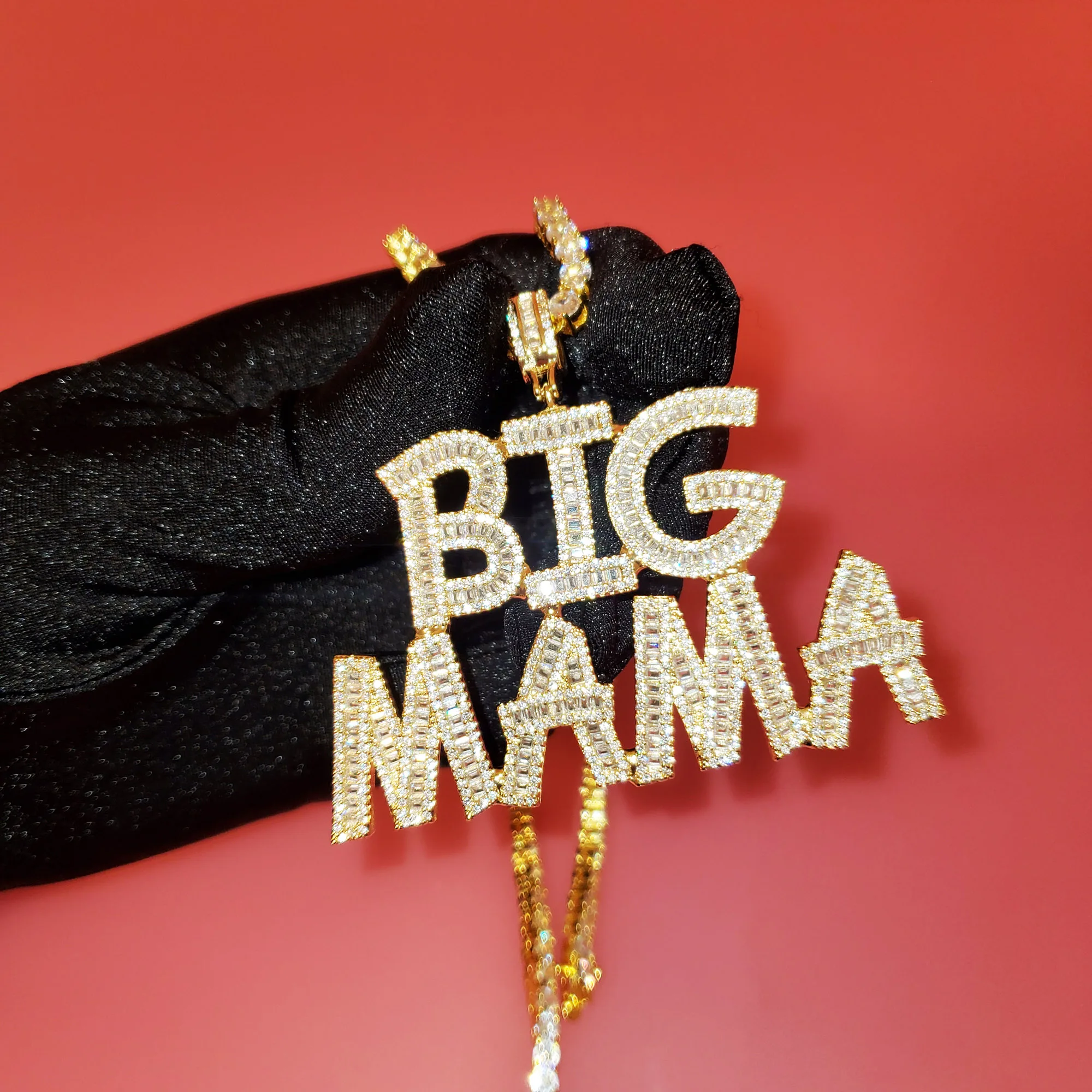 Iced Out Baguette Initials Icy Zircon Diamond Jewelry Customized Name Necklace Custom Letters Necklace Bling Hip Hop Jewelry
