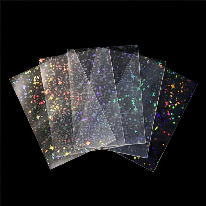 50pcs/Lot 65*90CM Card Protector Little Stars Laser Flashing Card Sleeves for YGO Card Holder Holographic Foil Protective Film