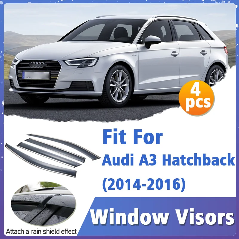 

Window Visors Guard for Audi A3 Hatchback Sedan 2014-2016 Cover Trim Awnings Shelters Protection Guard Deflector Rain Rhield