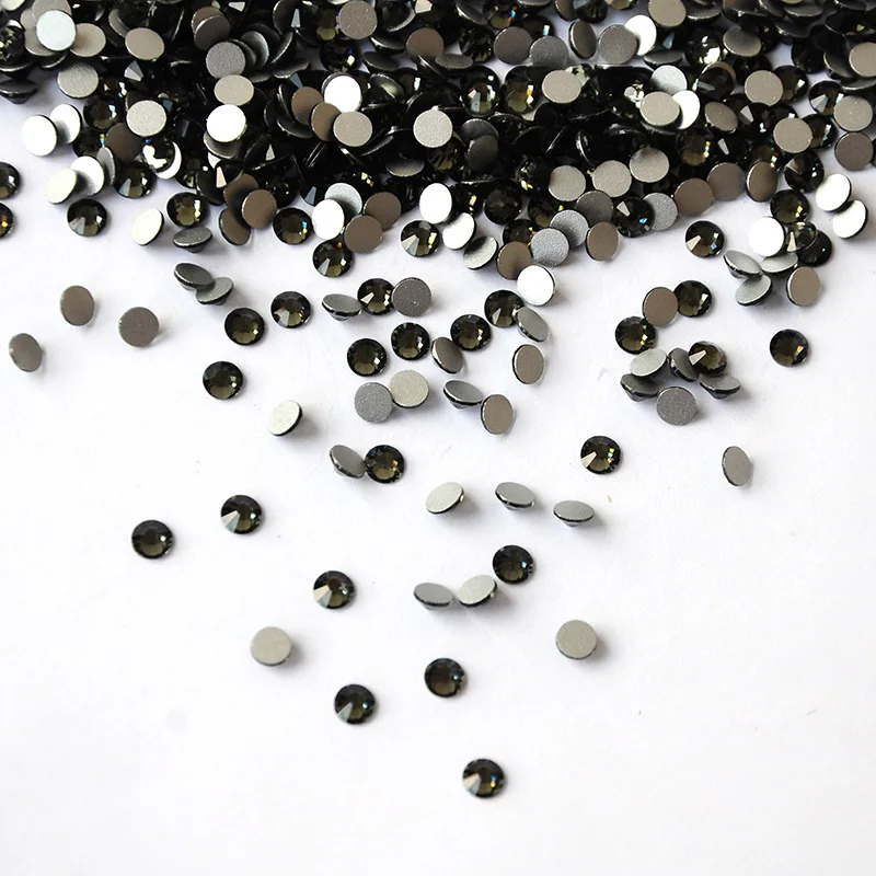 Black Diamond Color Flatback Glass Nail Rhinestones Mixed Sizes Nail Art Decoration Stones Shiny Gems Manicure Accessories